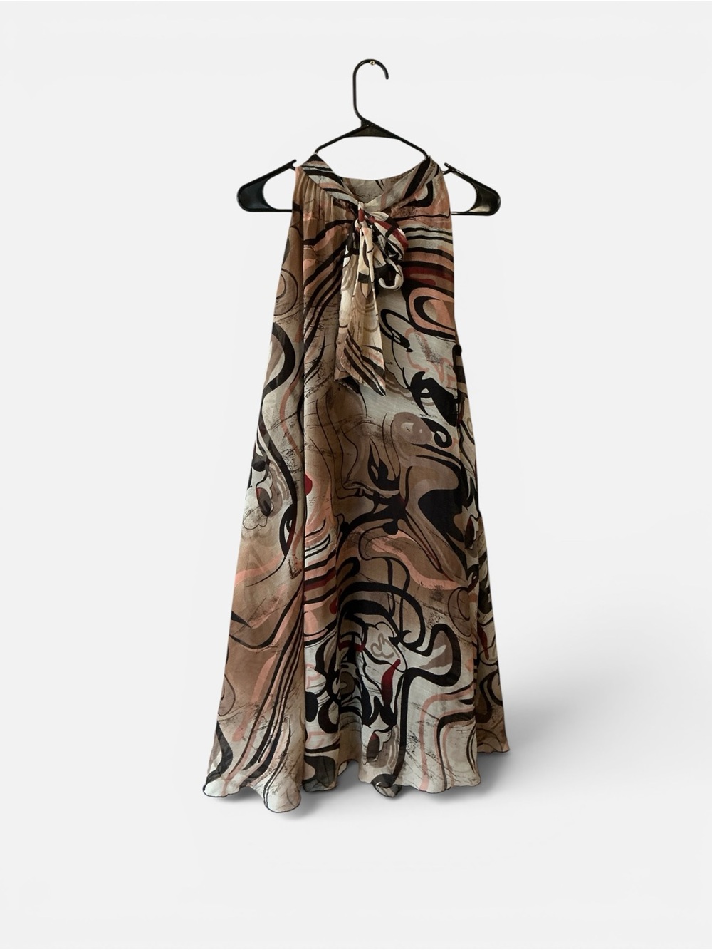 Ashley Stewart Taupe Abstract Halter Midi Dress - Picture 3 of 4